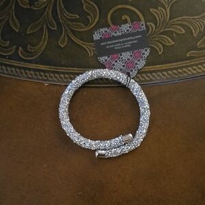 Crystal Mesh Wrap Bracelet - Silver